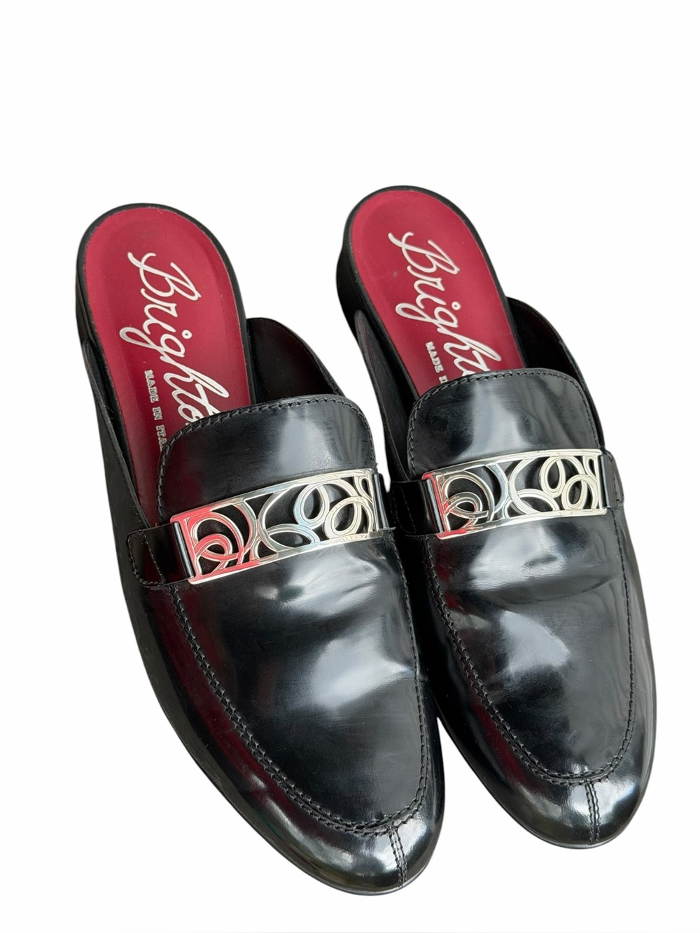 Brighton Black Leather Slip-On Loafers with Silver Decorative Buckle size 10 - Picture 7 of 7